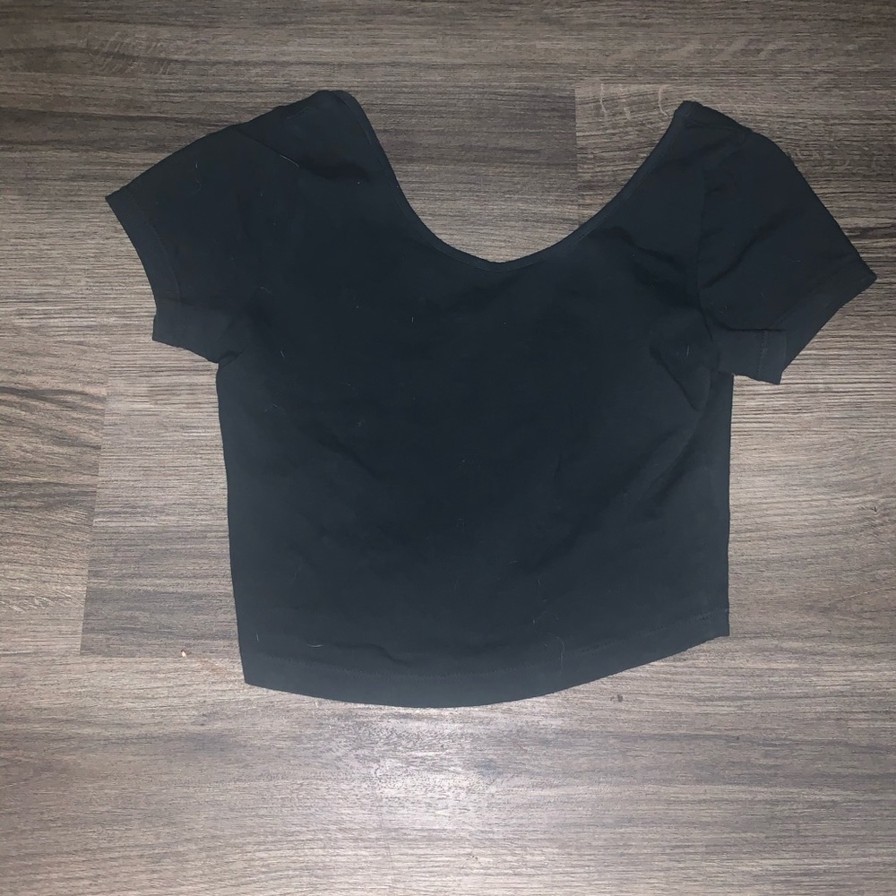black low neck t-shirt